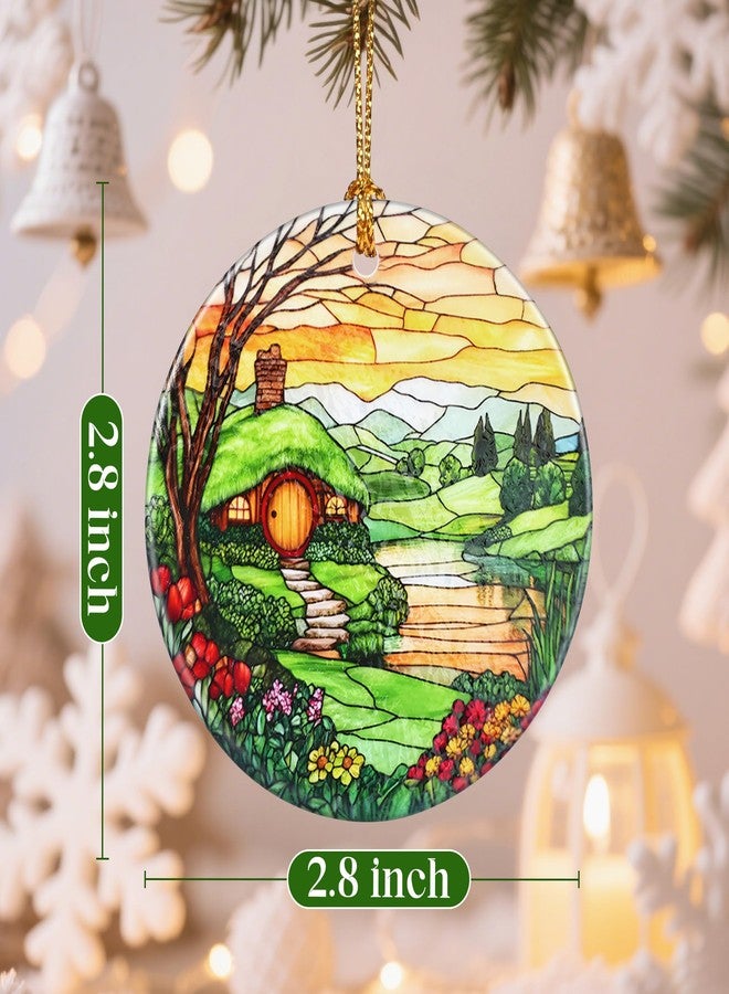 Jocidea Christmas Ornaments, 2.8 Inch Ceramic Hanging Ornament, Christmas Tree Ornaments, Xmas Decorations, Holiday Decorations, Holiday Party Gifts, and Xmas Gift Ideas - Hobbit House - Image 2